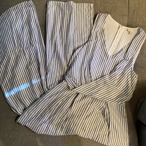 Blue and white jumpsuit